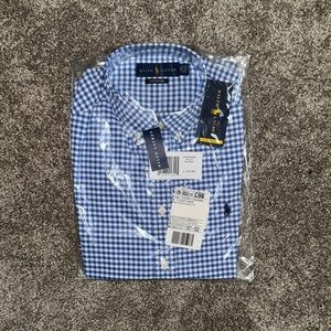 Ralph Lauren Blue Casual Button Down Shirt Gingham
